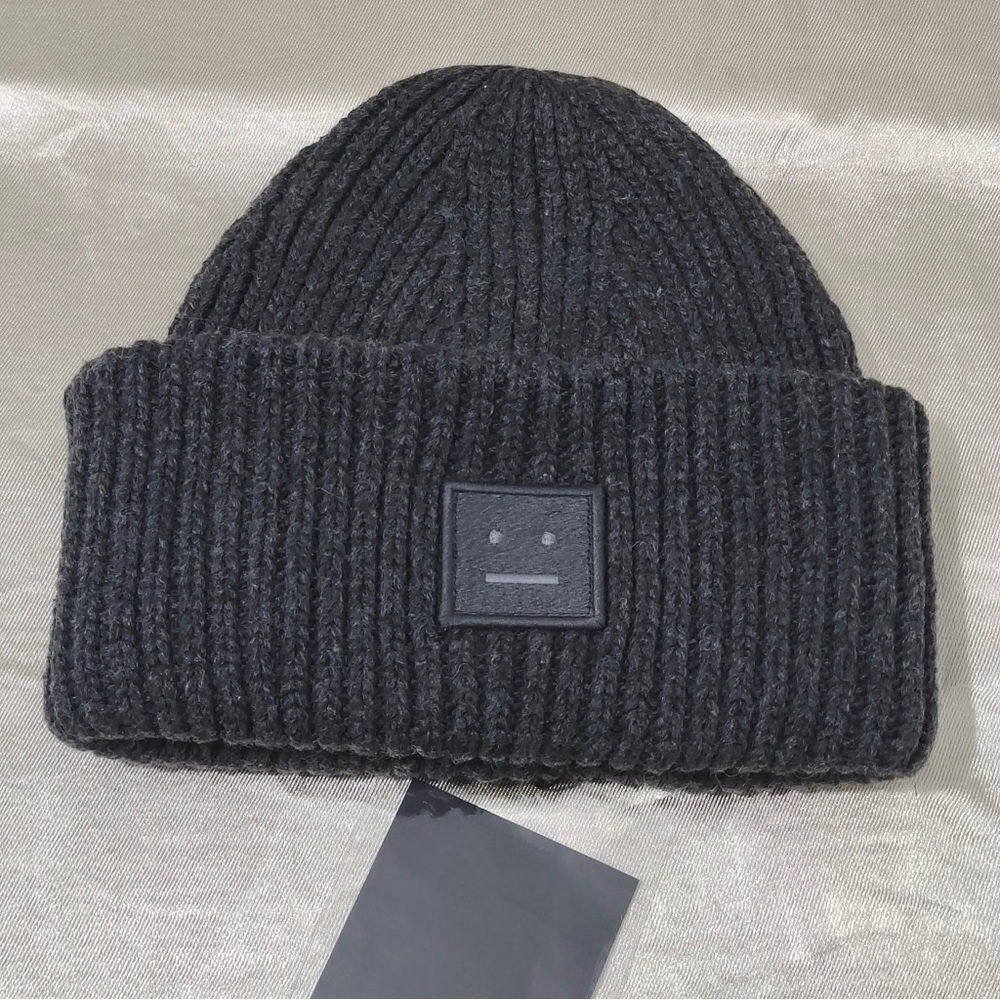 Acne Studios Face Patch Beanie - Gray - image 1
